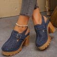 thumbnail image 2 of Rokment Womens Vintage Clogs Dress Sandals 2026 Spring Summer Casual Leather Hollow out Buckles Closed Toe Platform Chunky Block High Heels Slingback Pumps Navy Size 8.5, 2 of 6