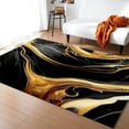thumbnail image 2 of Black Marble Art Area Rugs, Yellow Ink Painting Modern Indoor Non-Slip Floor Carpet, Soft Machine Washable Rug For Decor Living Room Bedroom Home 5 x 8ft, 2 of 6