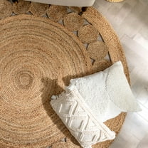 Well Woven Ellie Natural Color Hand-Braided Geometric Jute Area Rug 6' Round