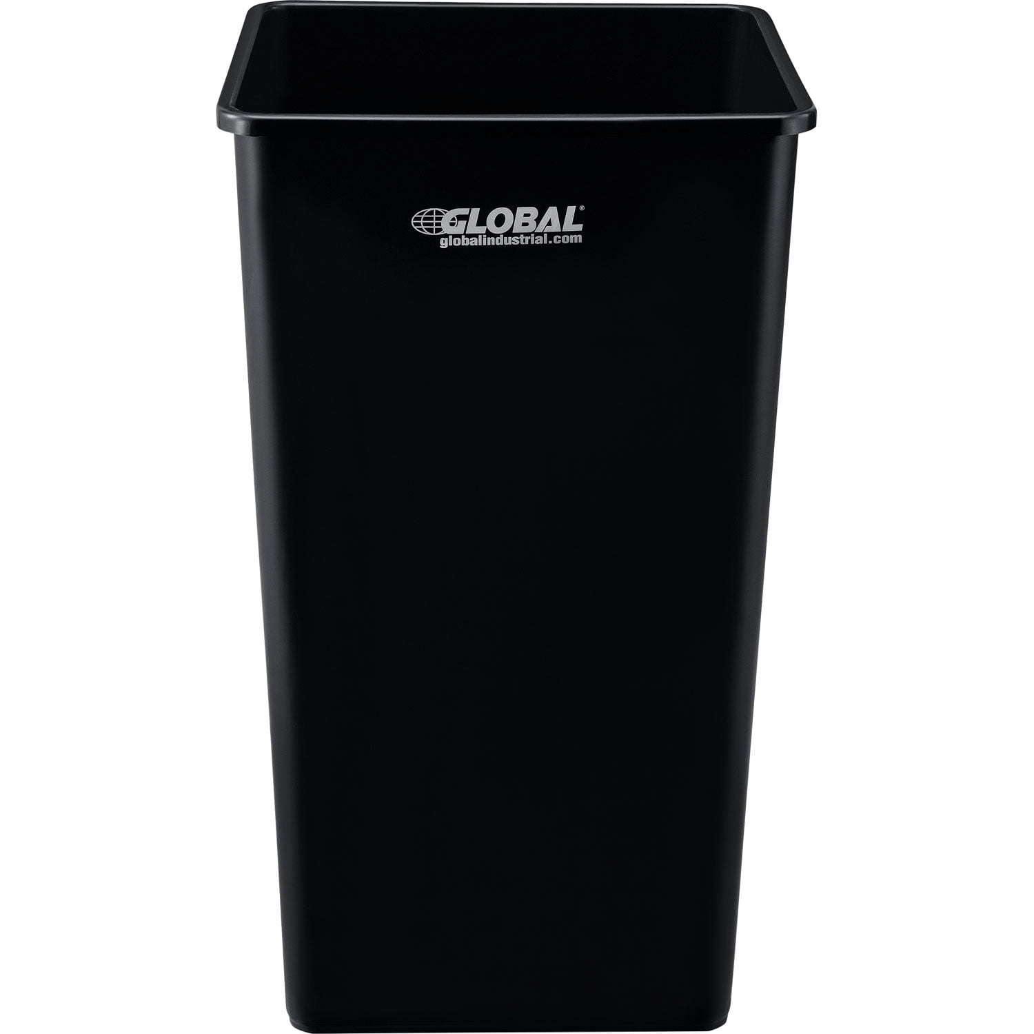 Global Industrial Square Plastic Garbage Can, 55 Gallon, Black