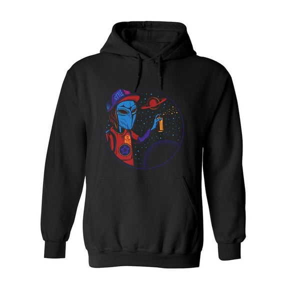Graffiti Alien Hoodie Men -Image by Shutterstock, Male x-Large