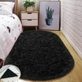 thumbnail image 6 of FUDAKUNA Soft Comfortable Area Rugs Shaggy Oval 39 x 63inch Black Plush Carpet for Bedroom Living Room Nursery, 6 of 7