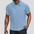 thumbnail image 4 of JTieacloth Business Casual Shirt Men's Casual Shirt Summer Comfortable Relaxed Fit Solid Color Turn Down Collar Breathable Soft Stretchable Fabric For Daily Wear Blue, 4 of 4