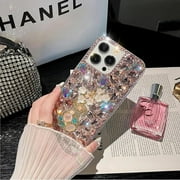 for iPhone 16 Pro Max Glitter Bling Case, Cute Luxury 3D Crystal Rhinestone Diamond Sparkle Shiny Gems Flower Pearl Women Girls Soft Protective Case for iPhone 16 Pro Max 6.9 inch