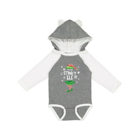 

Inktastic Funny Christmas I m the Stinky Elf with Shoes and Hat Gift Baby Boy or Baby Girl Long Sleeve Bodysuit