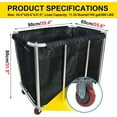 thumbnail image 2 of Large Stainless Steel Laundry Trolley Cart with Wheels - Heavy Duty Rolling Laundry Cart for /Home，10 Bushel,35.4" Lx25.6 Wx31.5 H (Black), 2 of 12