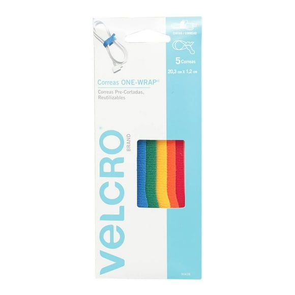 Correas pre cortadas Velcro reutilizables multicolor 5 pzas