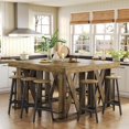 thumbnail image 5 of Tribesigns 63 -inch Farmhouse Bar Table with Metal Footrest, Wooden Home Pub Table with Sturdy X-Base for Dining Room, Kitchen, Living Room, 5 of 7