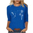 thumbnail image 1 of Tops de Cuello Redondo para las Mujeres Moda Impresa 3/4 Mangas Blusa Casual Top, Estante de Imitación, 1 of 5