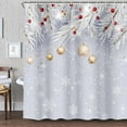 thumbnail image 3 of Christmas Shower Curtain, Winter Snowflake Decoration Fabric Waterproof Shower Curtain Set with Hooks, Winter Holiday Bathroom Decor Bath Curtain, 72X72in, 3 of 5