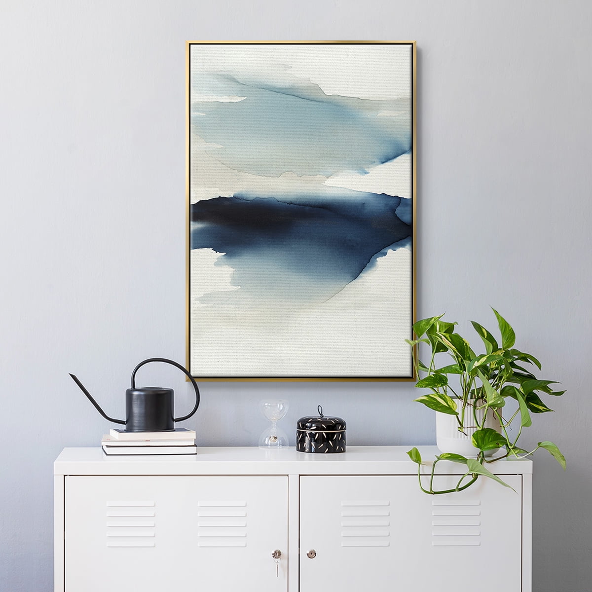 Waves I Framed Premium Gallery Wrapped Canvas - Ready to Hang - 25 x 37 - Gold Floating Frame