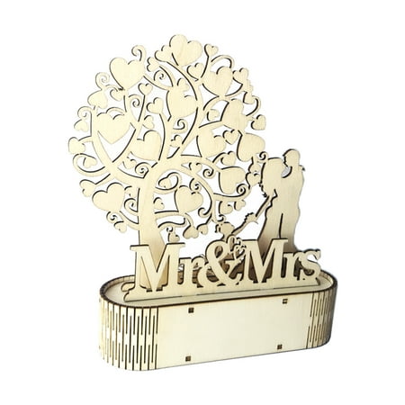 

ZPAQI Wedding Wooden Decor Mr Mrs Love Heart Shape Romantic Pendant LED Night Light DI