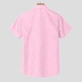thumbnail image 6 of ZCFZJW Men's Casual Summer Button Down Linen Shirts Regular Fit Short Sleeve Cotton Beach Tops with Pocket Trendy Solid Color Hawaiian Shirts Leisure T-Shirts Pink XXXL, 6 of 6