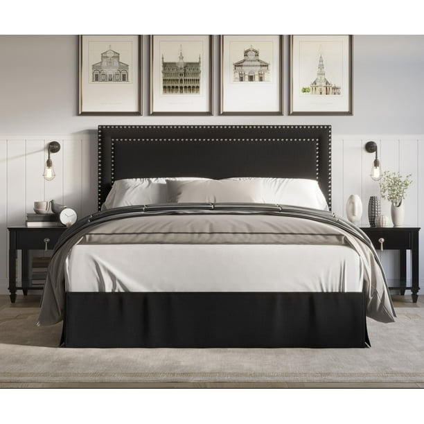 HMD Keith Queen Upholstered Panel Bed, Black