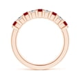 thumbnail image 2 of Angara Natural 0.7 Ct. Ruby with Diamond Non Eternity Wedding Band in 14K Rose Gold for Women (Ring Size: 5.5), 2 of 9