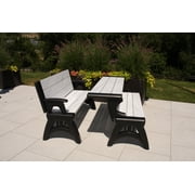 Convert a Bench 60 Folding Vinyl Patio Bench Picnic Table, Midnight Birch - Gen 2