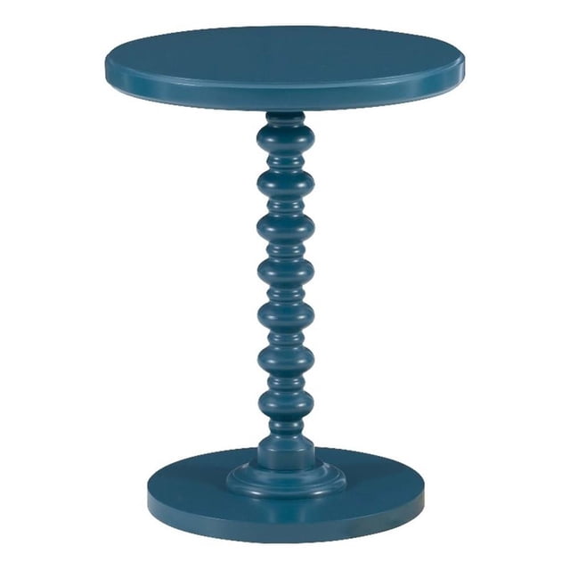 Linon Tara Table d'Appoint Ronde à Barreaux en Hévéa Peint Bleu Sarcelle
