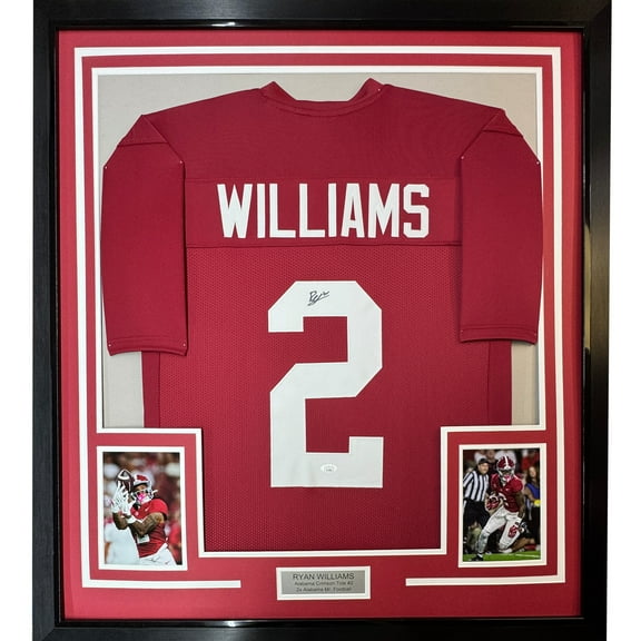 Framed Autographed/Signed Ryan Williams 35x39 Alabama Red College Football Jersey JSA COA