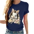 thumbnail image 4 of Tops de Cuello Alto para las Mujeres Amante Impreso Camiseta Cuello Redondo Manga Corta, Poliéster Spandex, 4 of 7
