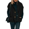 thumbnail image 2 of Women'S Plush Fleece Vest Casual Oversized Warm Button Down Vest Jacket with Pockets Black S, 2 of 8