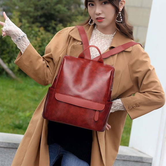 BZPIZ Bags Fashion Backpacks for Women PU Leather Anti-theft Casual Shoulder Bag Fashion Ladies Satchel Bags for Business College Travel