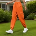 thumbnail image 6 of HAPIMO Womens Sweatpants Loose Straight Leg High Waist Trousers Drawstring Elastic Waist Pants Fall Casual Solid Sweat Pants with Zip Pockets Orange XXL, 6 of 7