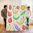 thumbnail image 5 of 1pc Fruit and Vegetable Print Flannel Blanket - Soft Warm Throw with Banana, Beet, Pickles - Lightweight All-Season Indoor/Outdoor Blanket for Home, Office, Camping, Travel - Perfect Gift for Veggie, 5 of 7