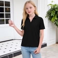 thumbnail image 3 of Girls Polo Shirts Short Sleeve School Uniform Collared Shirts Kids Lightweight Athletic Golf Tops,Black,9-10 Years, 3 of 6
