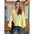 thumbnail image 6 of Women'S Fall Fashion Button Down Cardigan Sweater Loose Casual Cable Knit Sweater Coat Yellow S, 6 of 9
