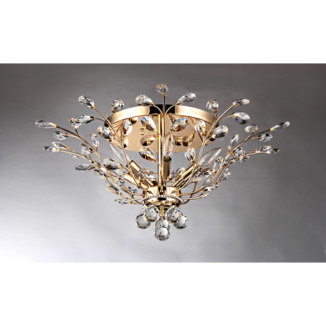 HomeRoots Decor Ava 6-light Gold 27-inch Crystal Flush Mount