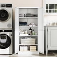 thumbnail image 4 of IKIMI 61" Metal Kitchen Pantry Storage Cabinet, Freestanding Cupboard with 4 Adjustable Shelves and 2 Doors, Tall Storage Organizer for Kitchen, Living Room or Laundry Room, White, 4 of 9