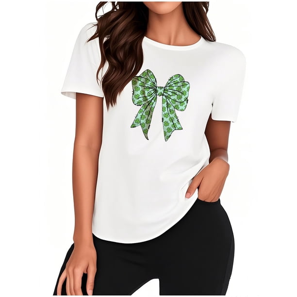 Mujeres Manga Corta de Verano Tops Día de San Valentín Impreso Cuello Redondo, Camisa de Moda Casual Blusa