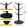 thumbnail image 2 of Bamboo Coffee Mug Tree, Mug Rack, Coffee Cup Holder, Thicker Wooden Base Coffee Cup Holder Stand for Counter, Countertop Organizer, Mug Rack with 6 Hooks, Black, 2 of 5