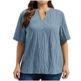 thumbnail image 3 of Horkkom Short Sleeve Tops for Women Plus Size V Neck Summer Tops Casual Loose Solid Color Tunic Tops with Button XXXXL, 3 of 6