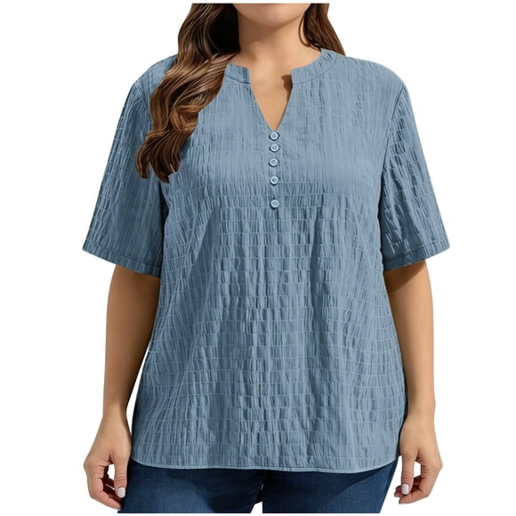 Ixbnca T-Shirts d'Été pour Femmes Grande Taille à Manches Courtes Décontractés T-Shirts Légers Amples pour Femmes Blouses