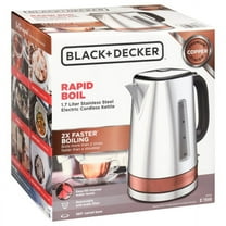 BLACK   DECKER KE3100C 1.7L Rapid Boil Stainless Steel Electric Cordless Kettle