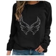 thumbnail image 3 of Womens Sweatshirt Winter Fall Comfy Crew Neck Long Sleeve Bubble Cold Shoulder Sequined Leisure Polyester Sweatshirts Hoodies(Black,XL), 3 of 5