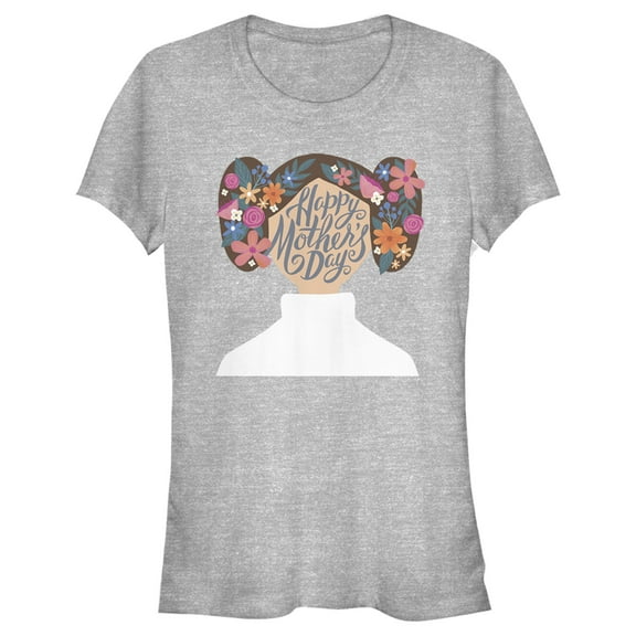 Junior's Star Wars Princess Leia Abstract Happy Mother's Day Graphic Tee Athletic Heather Medium