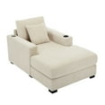 thumbnail image 5 of Oversized Chaise Lounge Chair, 39.7" W Chenille Fabric Modern Upholstered Sofa Couch with Cup Holder & Charge Station & Removable Covers for Living Room, Office, Indoor Home, Cream, 5 of 8