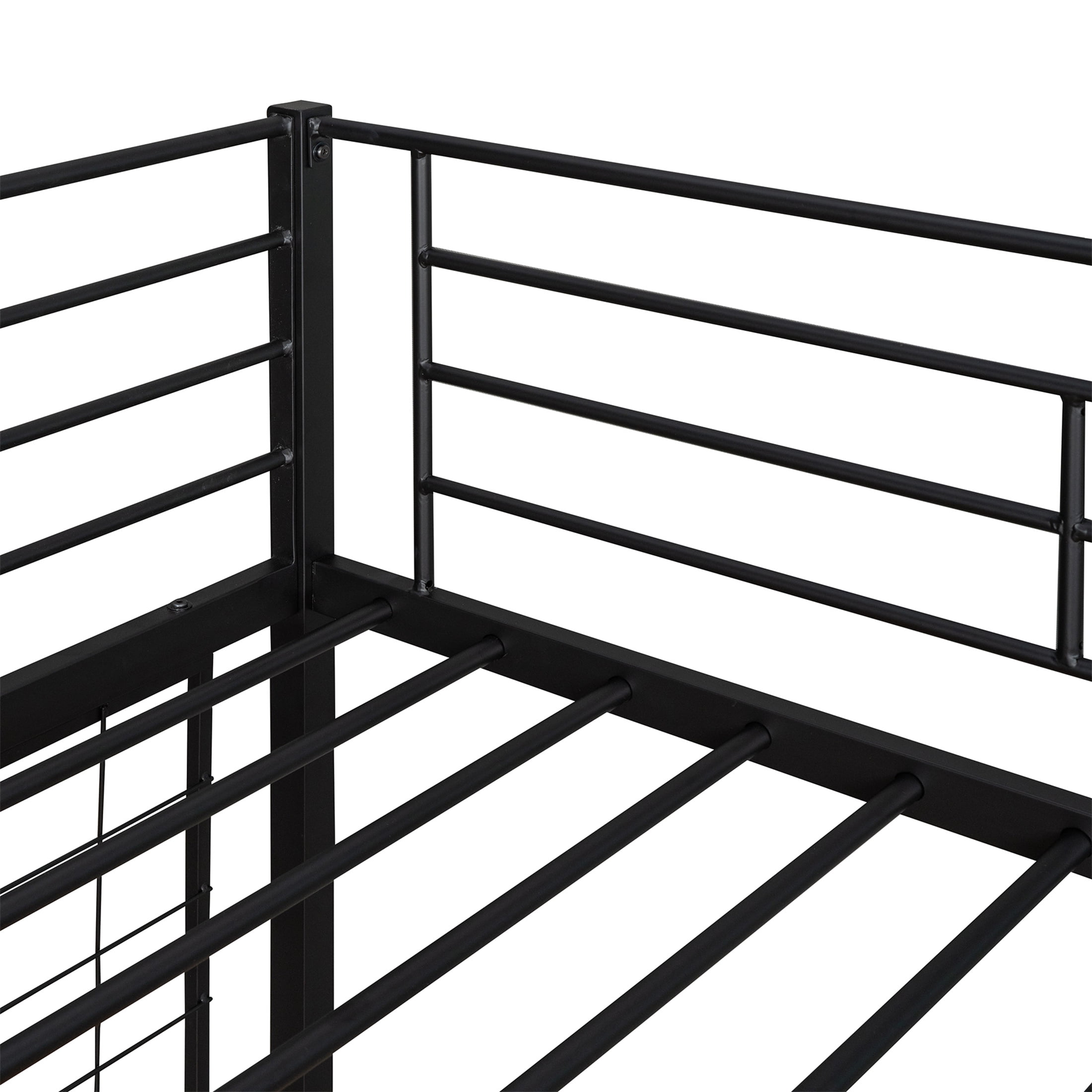Aukfa Twin Loft Bed with L Shape Desk, Heavy Duty Metal Bed Frame for Kids Teens, Black