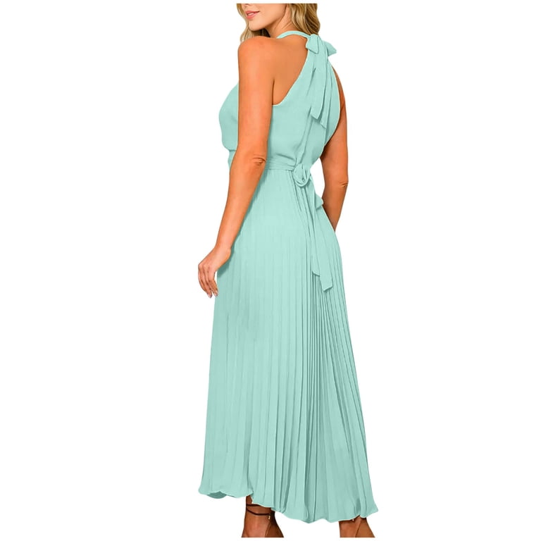 sachin and babi light blue dress Vero Moda Linen Look Halter Neck Mini Dress in Herb Green main image 0