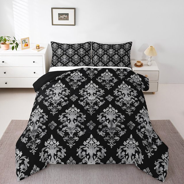 Erosebridal Bohemian Flower Bedding King Comforter Set,Exotic Style Bedding Sets King with Comforter,Ultra Soft Reversible Comforter Sets King Size,Damask Decor,3pcs