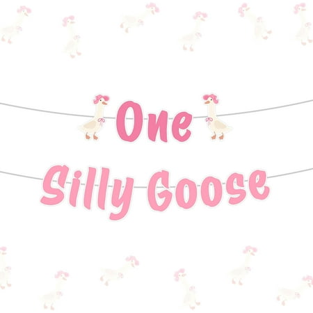 One Silly Goose Birthday Banner Pink One Silly Goose Birthday Decor Silly Goose First Birthday Banner Farm Animal First Birthday Party Decorations Girls 1st Party Supplies