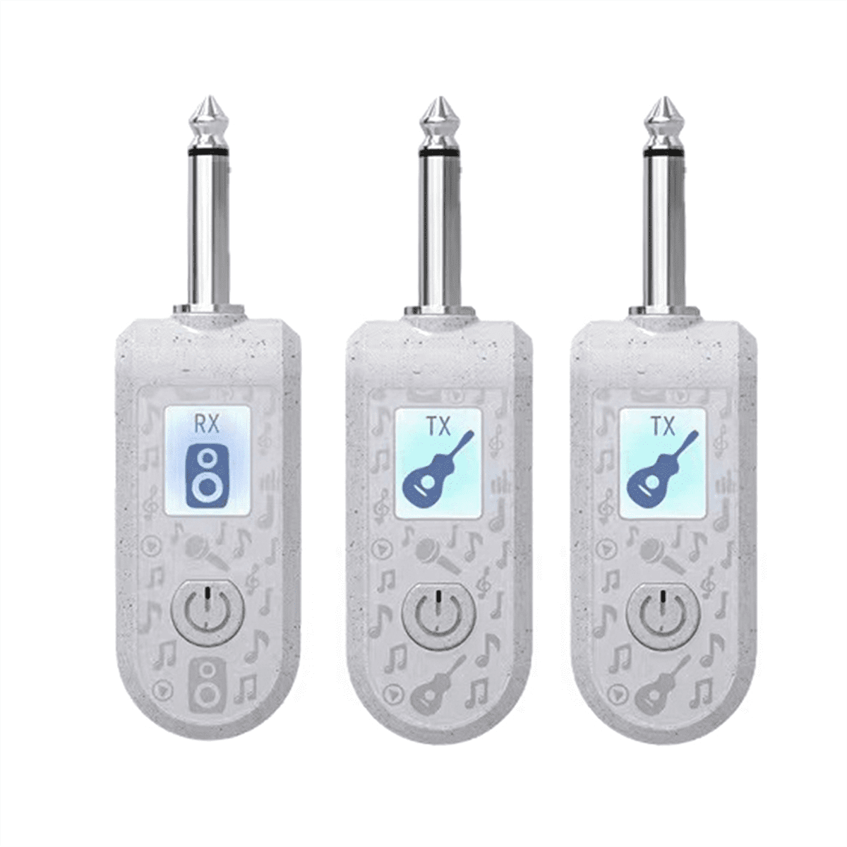2.4G Wireless Instrument Pickup Guitar Transmitter Receiver Plug Play for 6.35mm Audio Interface Electric Instruments A,1 x Receiver 2 x Transmitter 1 x Charging Cable,White