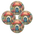 thumbnail image 2 of 15.4" Round Placemat Set of 4 Polyester Fabric Place Mats Non-Slip Dining Kitchen Table Mats for Kitchen Party Decor Cute Mushroom House, 2 of 5