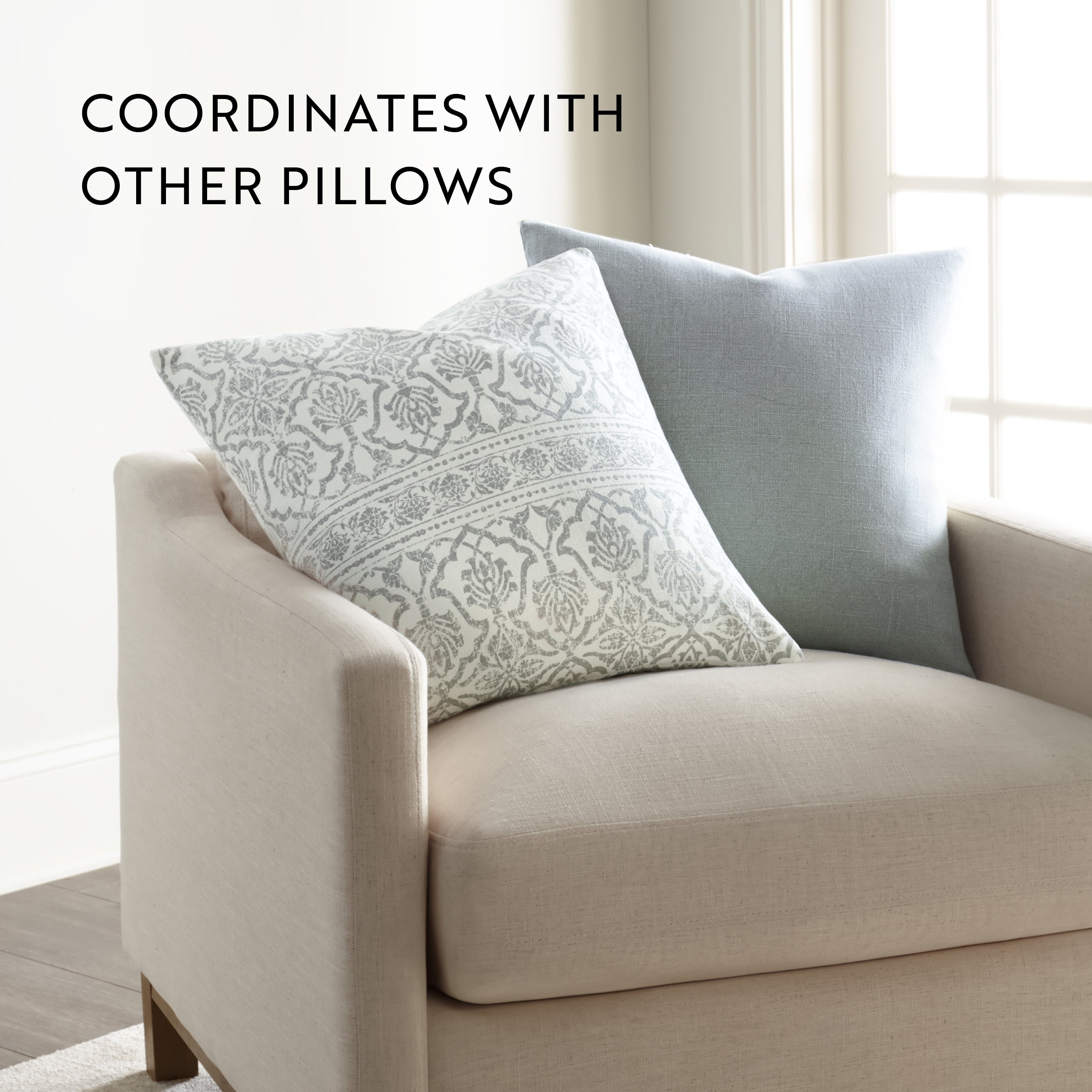 Noble Linens Elegant Cotton Decor Throw Pillow in Artic Antique Floral Pattern