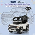 thumbnail image 6 of iYofe Toddler Push Car with Parent Handle, Licensed Ford Bronco Raptor 3-in-1 Ride on Toys for Toddlers with Music, Horn, Under Seat Storage, White, 6 of 8