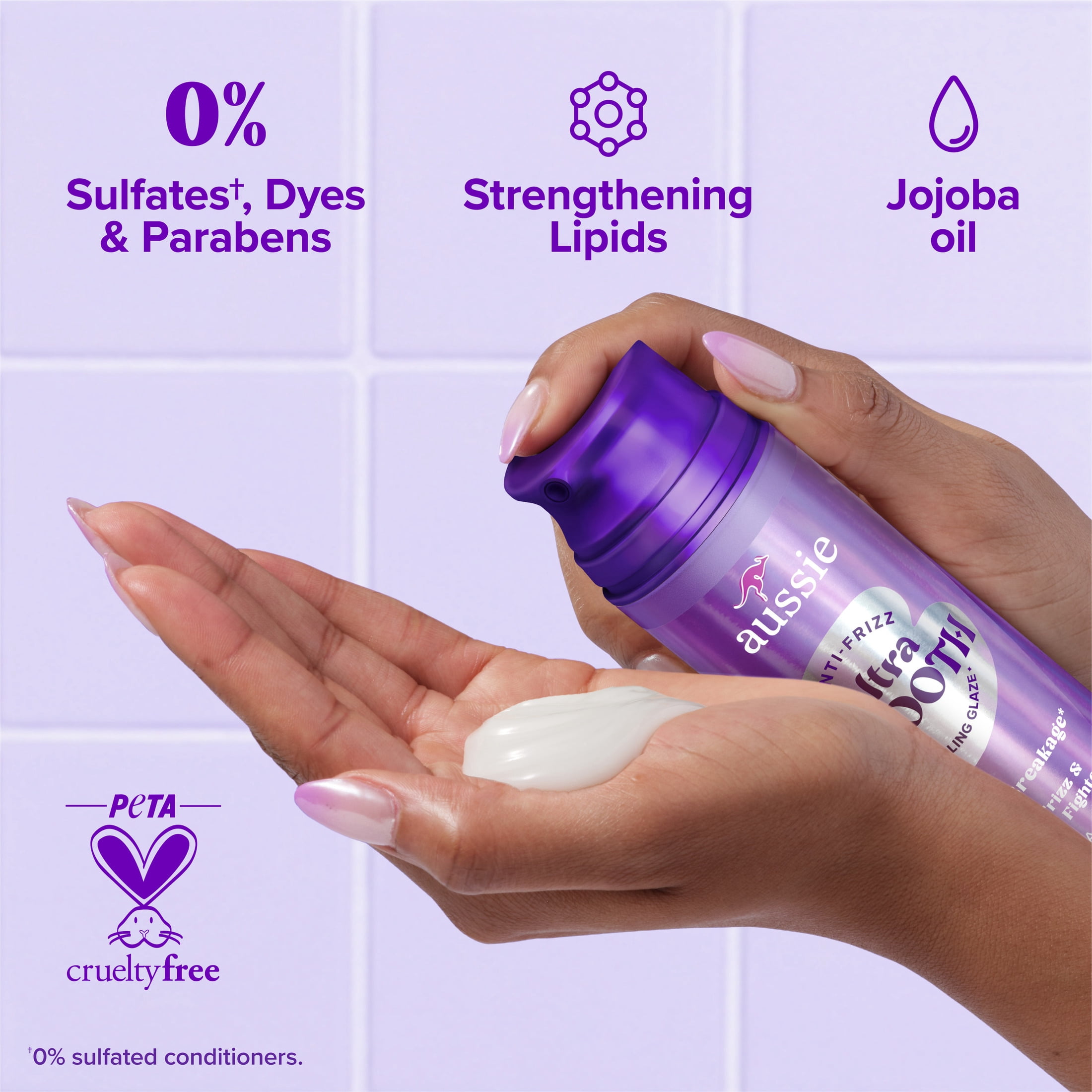 Aussie Ultra Smooth Detangling Glaze, Anti-Frizz, 5X Less Breakage, With Jojoba Oil, For All Textured Hair 5.1 fl oz