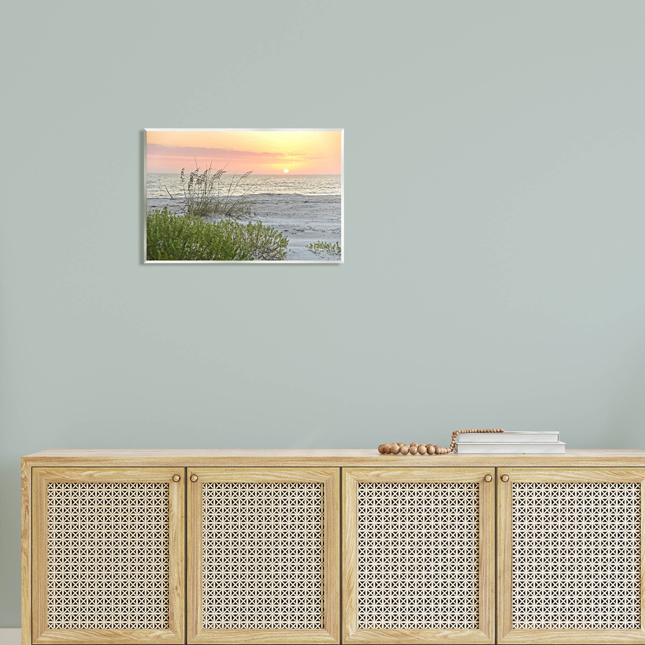 Stupell Industries Ocean Shore Reeds Sunset Horizon Photograph Unframed Art Print Wall Art, Design by Mary Lou Photography