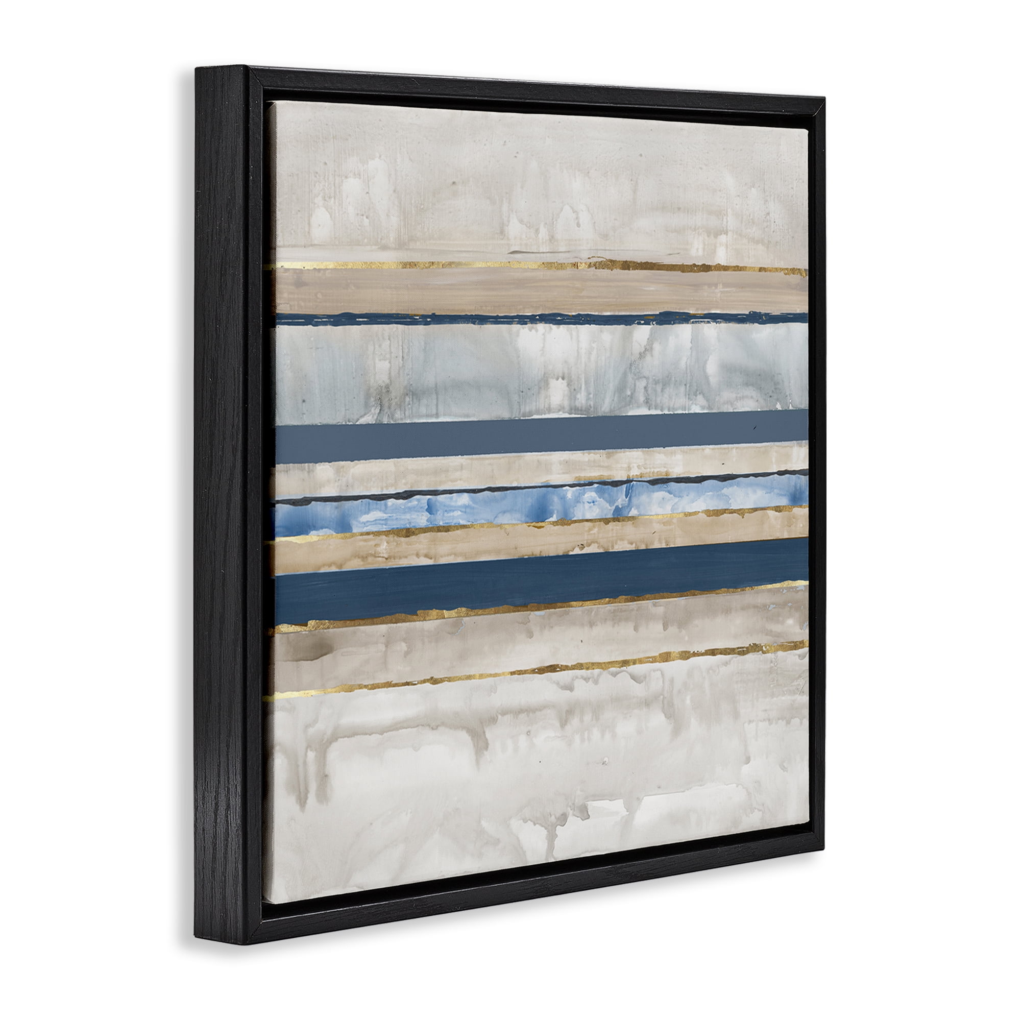 Stupell Industries Nautical Tone Stripes Abstract Painting Black Floater Framed Canvas Art Print Wall Art, 18 x 18